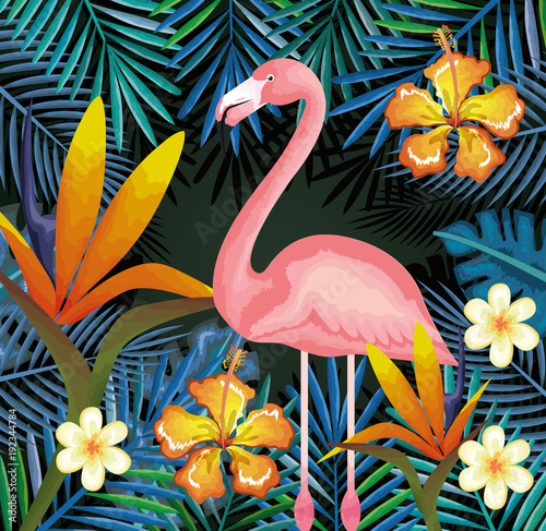 Obraz na plátně tropical and exotic garden with flemish vector illustration design
