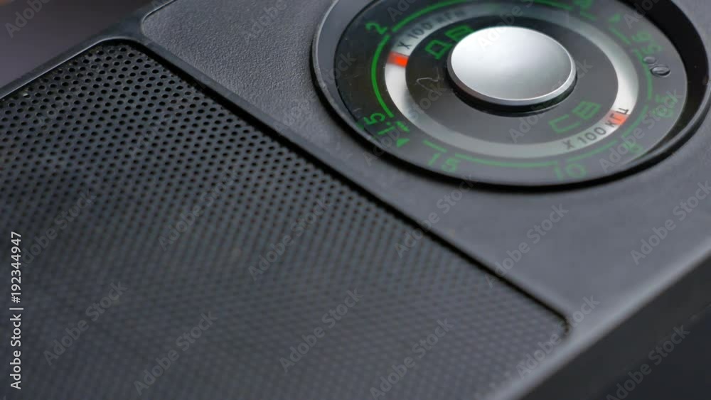 Radio dial, searching for stations. The sound old radio