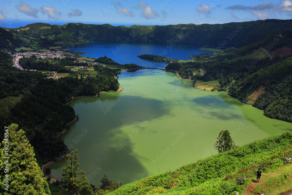 Landscape of Sete Cidades in Sao Miguel island, Azores Archipelago, Poprtugal, Europe