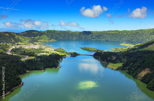 Landscape of Sete Cidades in Sao Miguel island  Azores Archipelago  Poprtugal  Europe