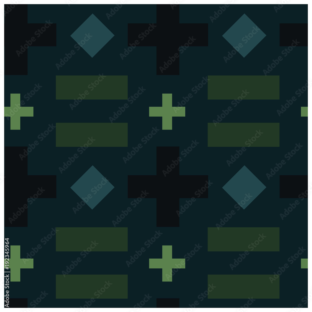 Fototapeta premium Crosses and rectangles seamless pattern. Design for print, fabric, textile. Seamless wallpaper