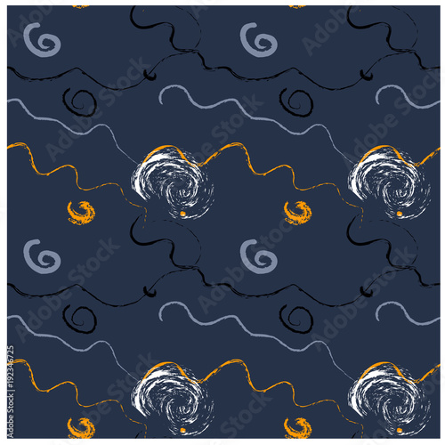Handmade curvy wavy seamless pattern. Design for print, fabric, textile. Seamless wallpaper