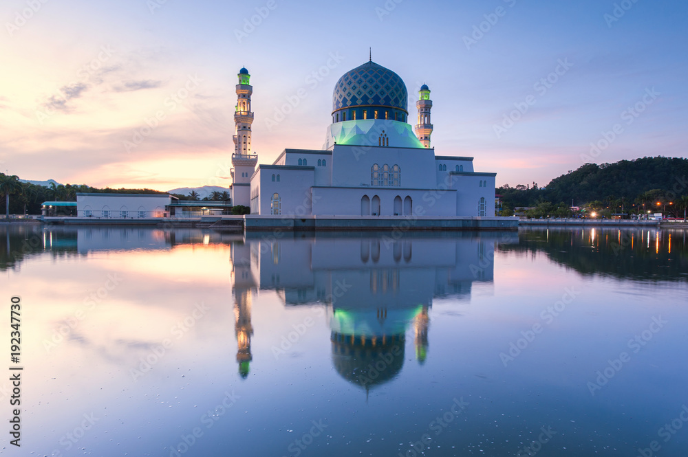 City Mosque of Kota Kinabalu, Malaysia during Sunrise.