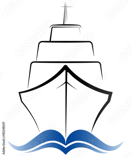 Logo passenger ocean liner. Gray and blue color.
