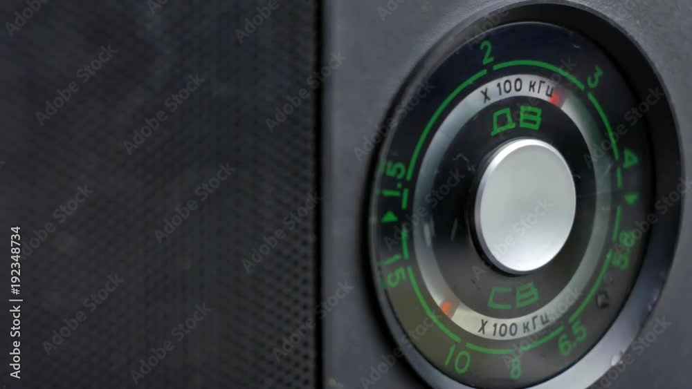 Radio dial, searching for stations. The sound old radio