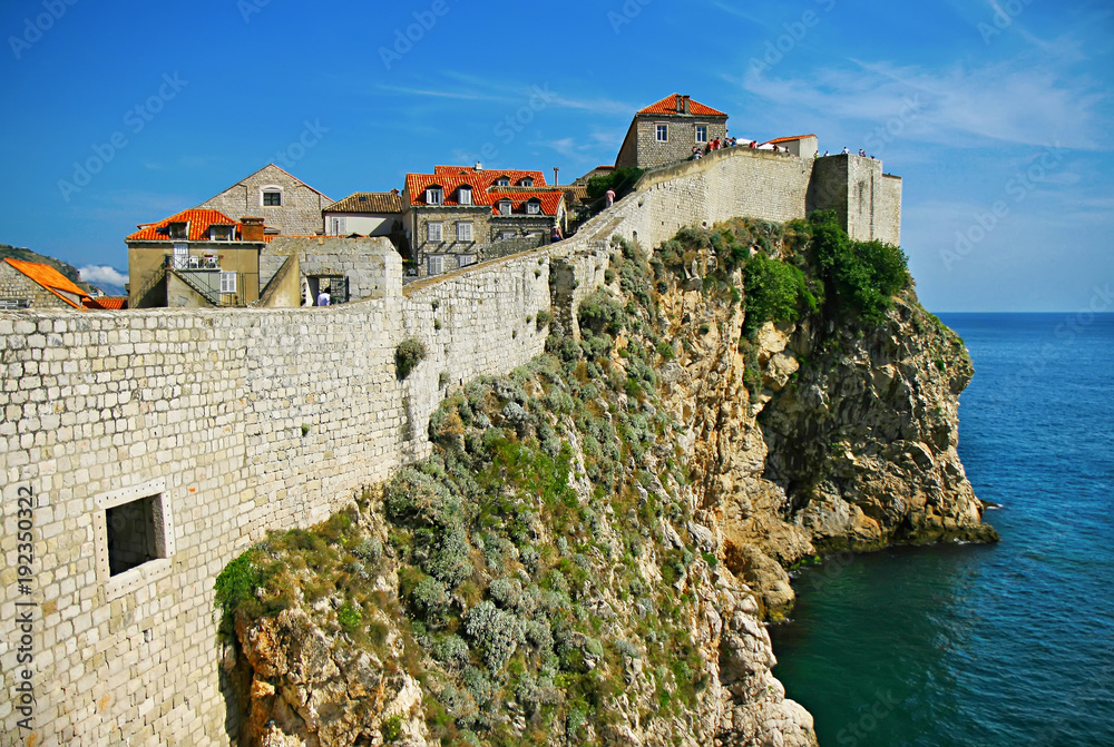 Walls of Dubrovnik, world-famous travel destination in Croatia