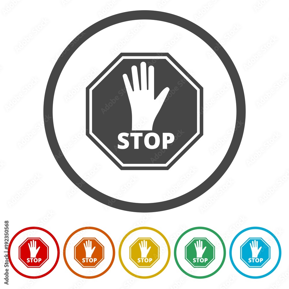 No entry sign, Stop icon, 6 Colors Included No entry sign, Stop icon, 6 Colors Included