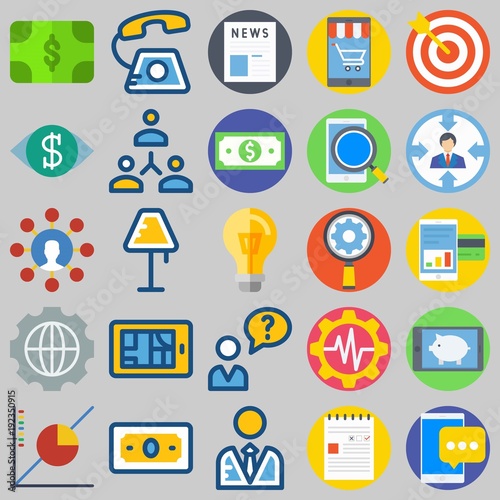 icon set about Marketing. with meeting, vision and lamp