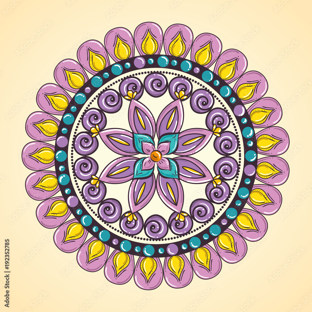 color mandala decorative icon vector illustration design