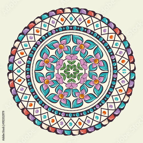 color mandala decorative icon vector illustration design