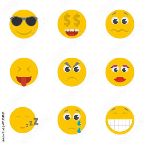 Smile icons set. Cartoon set of 9 smile vector icons for web isolated on white background