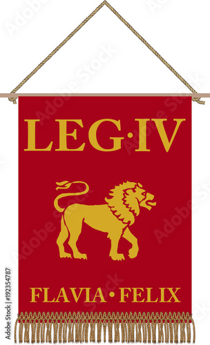 Vector standard of Legio IIII Flavia Felix on white background