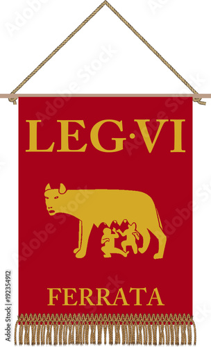 Vector standard of Legio VI Ferrata Fidelis Constans on white background photo