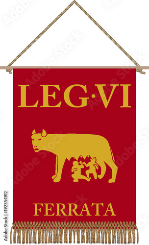 Vector standard of Legio VI Ferrata Fidelis Constans on white background