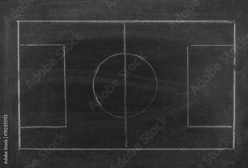 Blank football or soccer game strategy plan on blackboard texture