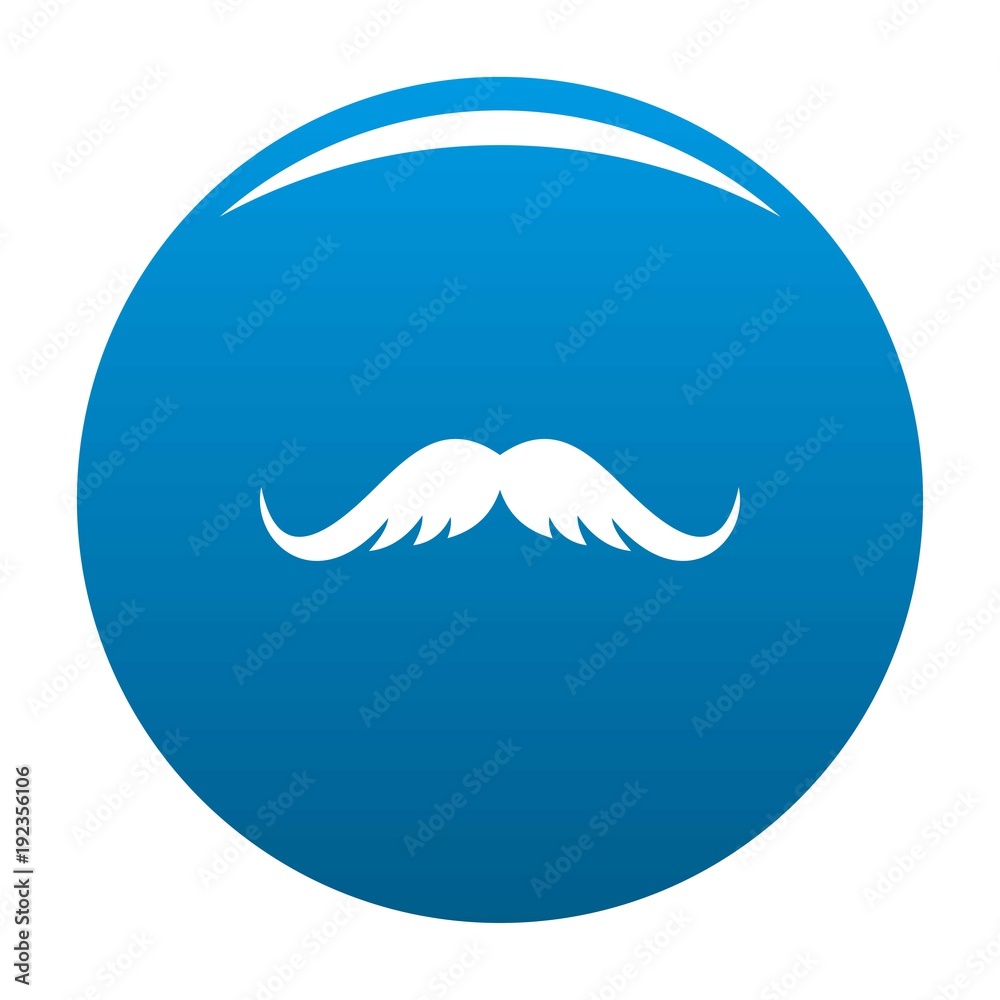 Cutting mustache icon vector blue circle isolated on white background Cutting mustache icon vector blue circle isolated on white background