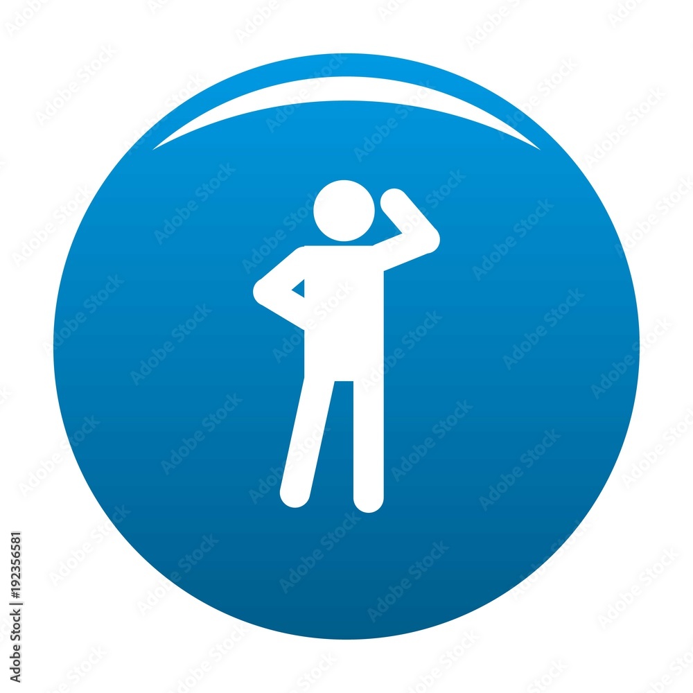 Stick figure stickman icon vector blue circle isolated on white background Stick figure stickman icon vector blue circle isolated on white background