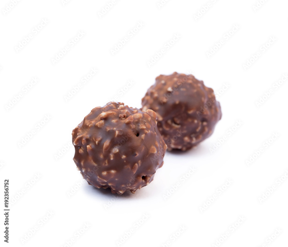 Chocolate ball confection candy isolated on white background Chocolate ball confection candy isolated on white background