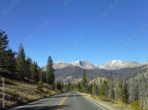 Road Through Scenic Rocky Mountains in Colorado