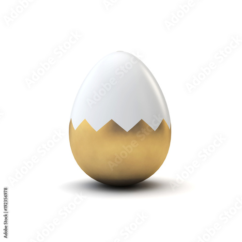 Gold and white pattern luxury easter egg. 3D Rendering