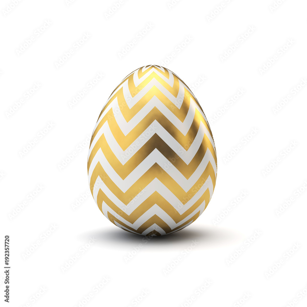 Gold and white pattern luxury easter egg. 3D Rendering Gold and white pattern luxury easter egg. 3D Rendering