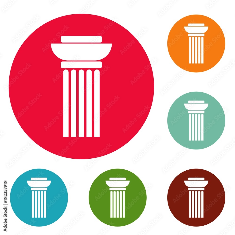 Continuous column icons circle set vector isolated on white background Continuous column icons circle set vector isolated on white background