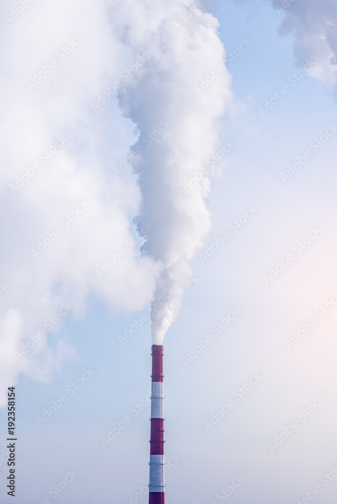 Smoking pipes of thermal power plant emitting carbon dioxide in the atmosphere. Concept of environmental pollution Smoking pipes of thermal power plant emitting carbon dioxide in the atmosphere. Concept of environmental pollution