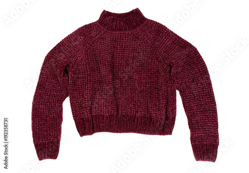 Crimson sweater. Isolate on white