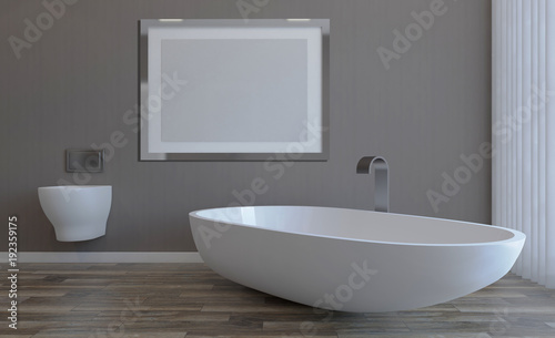 Scandinavian bathroom  classic  vintage interior design. 3D rendering.. Empty paintings