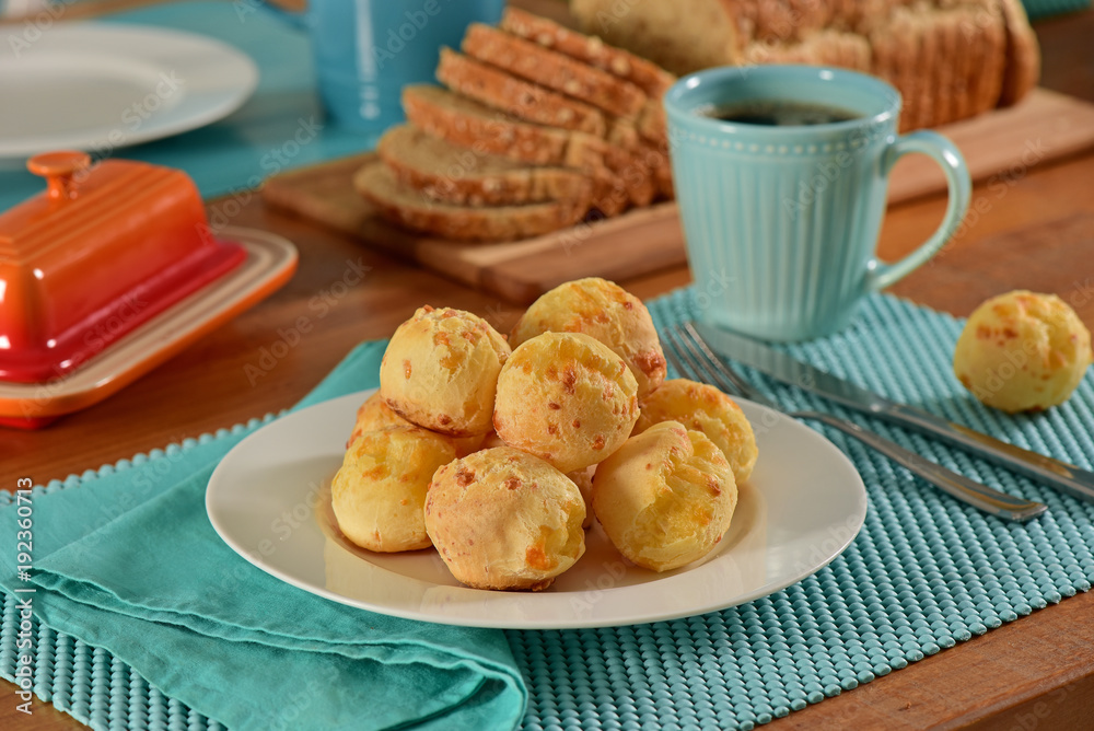 Cheese breads on breakfast table