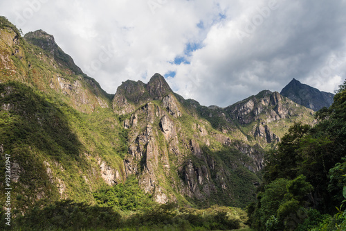 View of Machu Picchu´s mountains from the rail trail