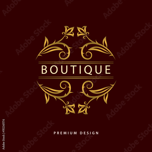 Gold Monogram design elements, graceful template. Calligraphic Elegant line art logo. Letter emblem identity for Restaurant, Royalty, Boutique, Cafe, Hotel, Heraldic, Jewelry, Fashion, Wine. Vector