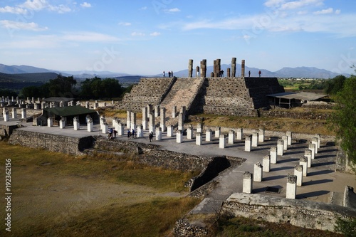 View from Pyramid C toward Pyramid B, Tula archaeological site, Mexico