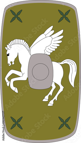 Vector shield of Legio I Adiutrix on white background photo
