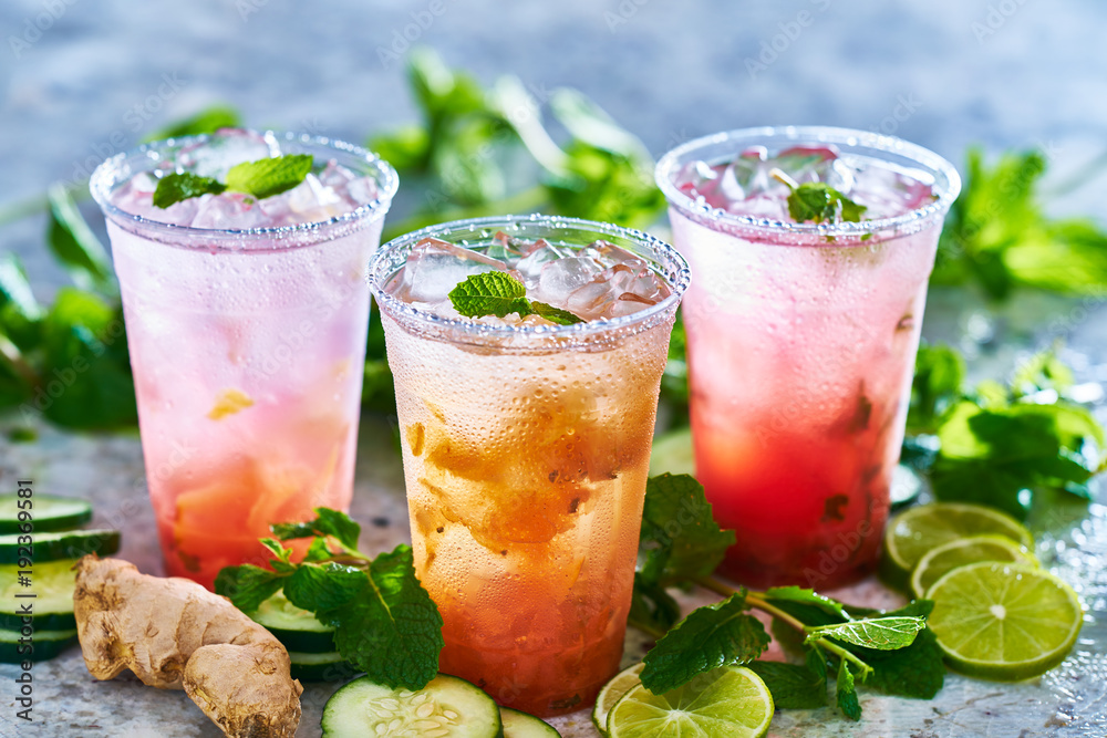 tasty infused water with ginger, lime, cucumber and fruits tasty infused water with ginger, lime, cucumber and fruits