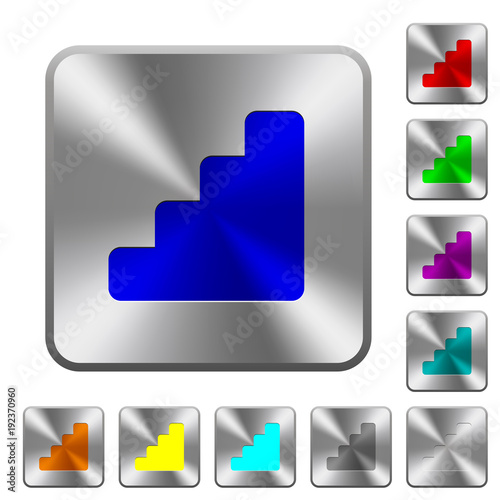 Stairs rounded square steel buttons