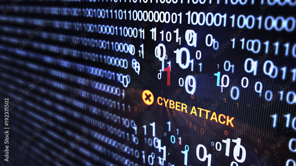 Obraz premium 3D rendering. Abstract background concept of cyber security and attack, system crash.