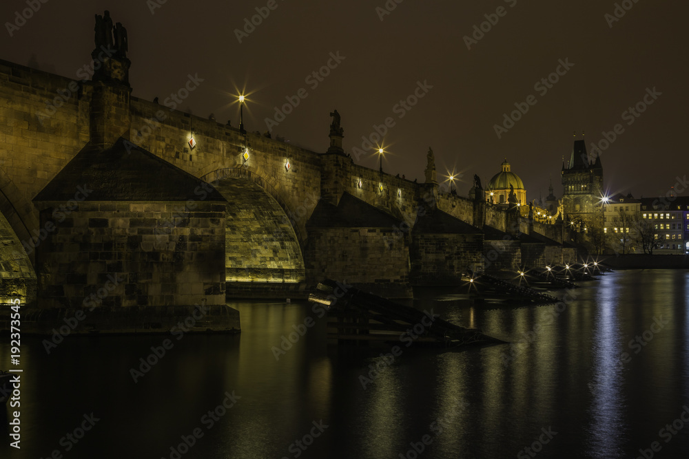Night view on Prague historic centre