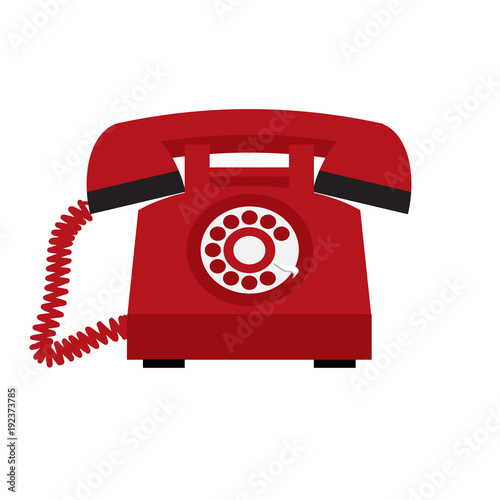 vector illustration of a red telephone on a white background