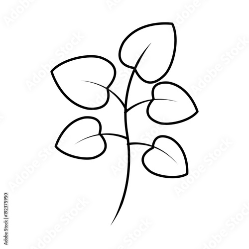 tree branch with green leaves plant natural vector illustration thin line image © Gstudio