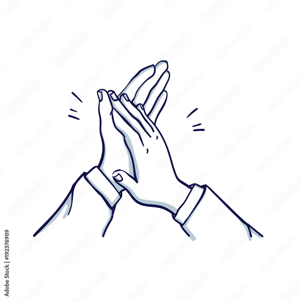 Man's applause. Two man's hands applaud. Hand drawn doodle cartoon vector illustration.. Man's applause. Two man's hands applaud. Hand drawn doodle cartoon vector illustration..