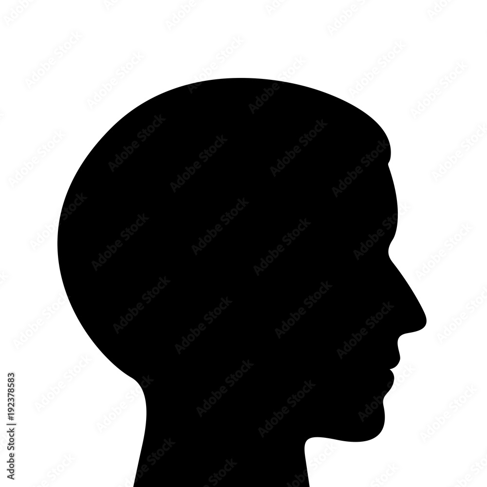 Young man head vector silhouette