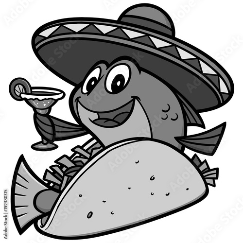 Fish Taco Cartoon Illustration - A vector cartoon illustration of a Fish Taco concept.
