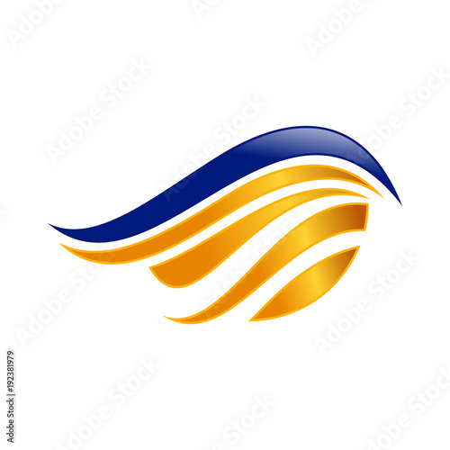 Abstract Blue Gold Wing Symbol Design