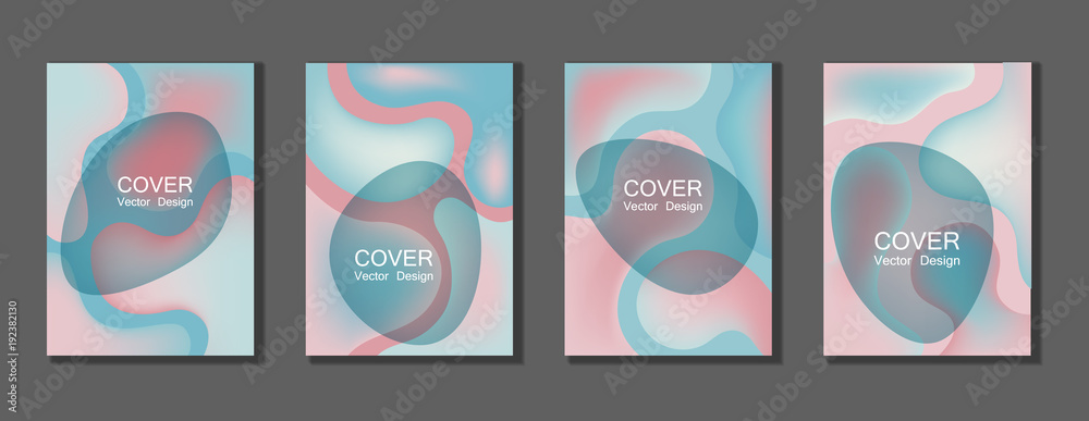... Fluid color covers set trendy vector design for business brochure, booklet, flyer. Colorful bubble shapes composition with gradients. Brochure cover design future geometric A4 templates.