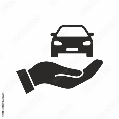 Car in hand icon