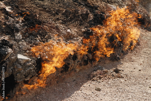 Flames of the Yanar Dag near Baku, Azerbaijan 