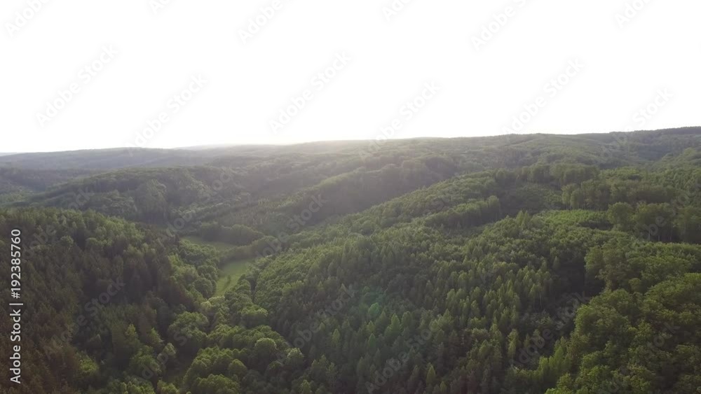 flight over forest, Aerial View of Czech forest, sunset. flight over forest, Aerial View of Czech forest, sunset.