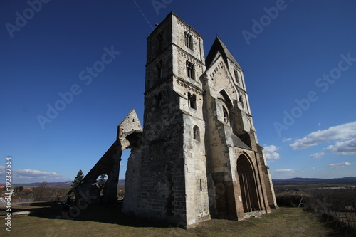 Ruined monastery church in Zsambek, Hungary  photo