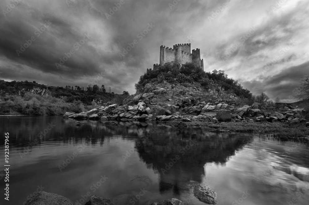 Almourol medieval castle in Portugal was built in an island in the middle of tagus river.